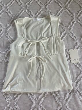 White Tie-Front Blouse